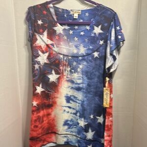 Women's world, unity size L patriotic blouse